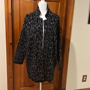 Chiaramente Open Front Animal Print Sweater Coat